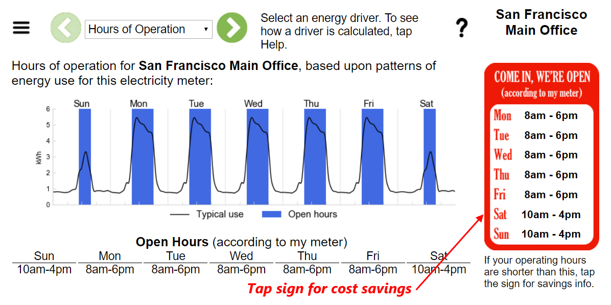 EnergyAi Meter Insights Hours of Operation