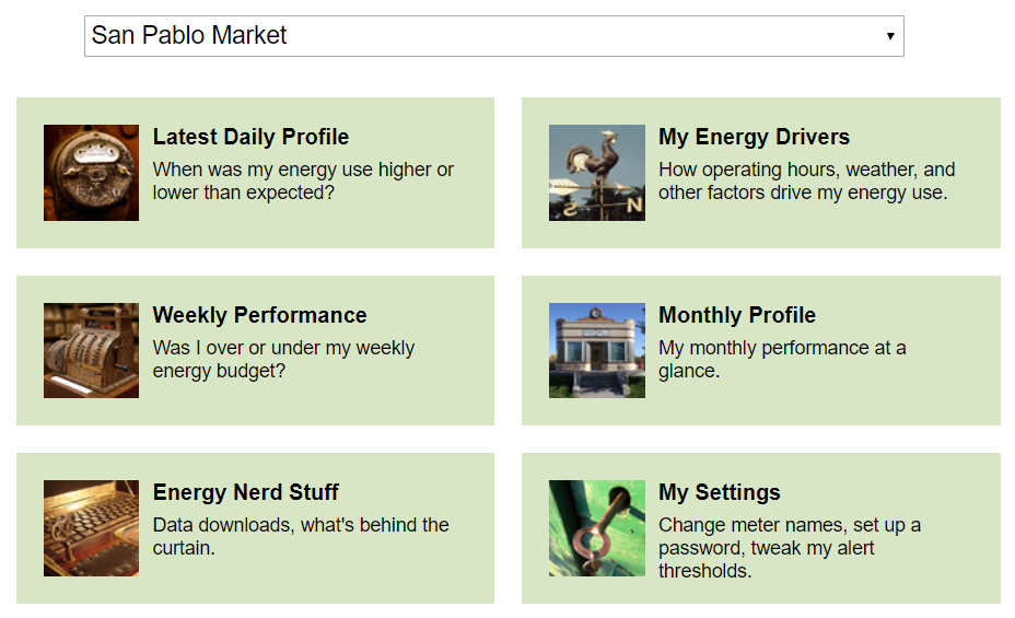 EnergyAi Meter Insights Main Menu